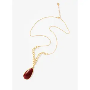 Mint Velvet Gold Tone Red Stone Pendant Necklace